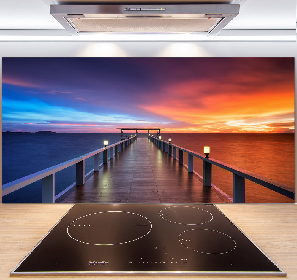 Cooker splashback Wooden bridge