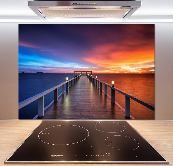 Cooker splashback Wooden bridge