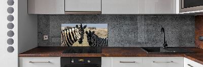 Cooker splashback Two zebras