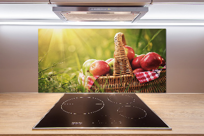 Glass splashback Apples in the basket