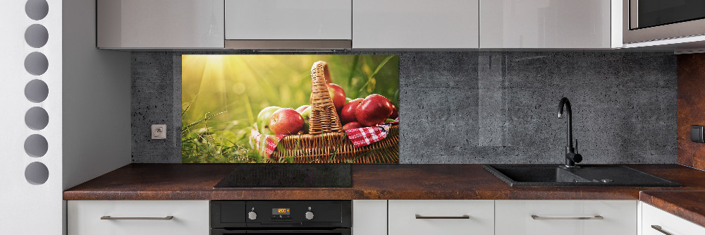 Glass splashback Apples in the basket