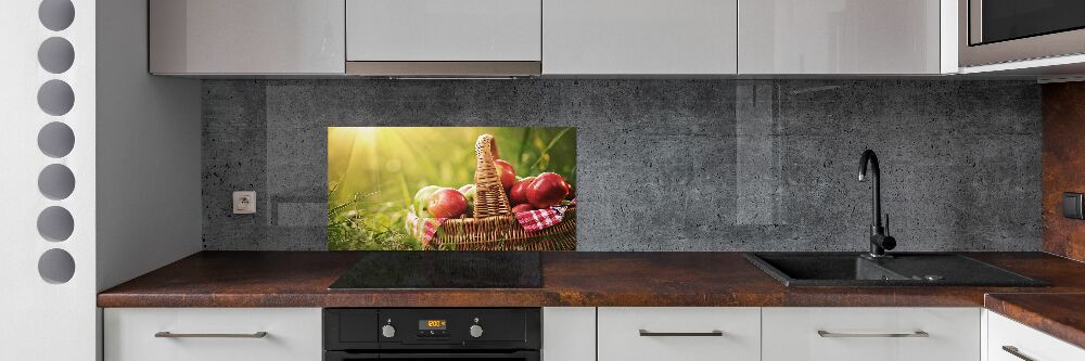 Glass splashback Apples in the basket