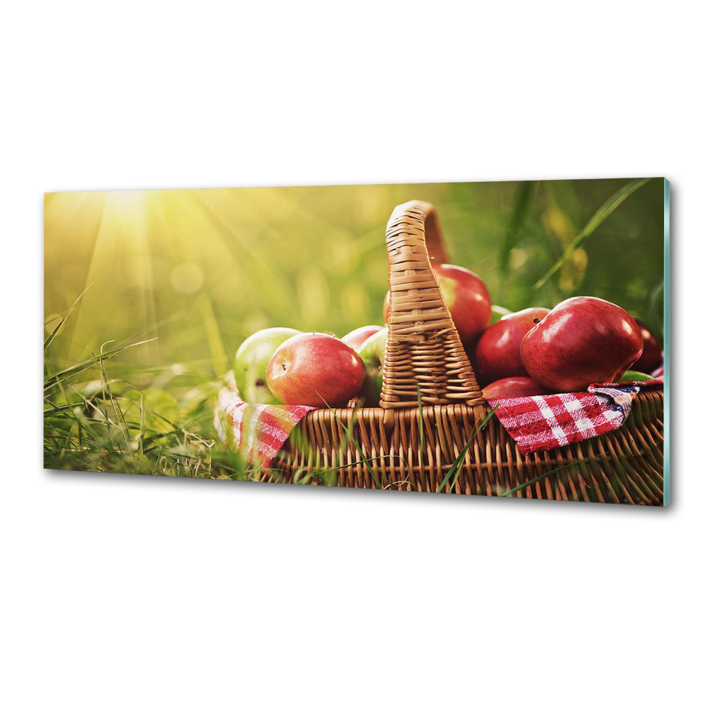 Glass splashback Apples in the basket