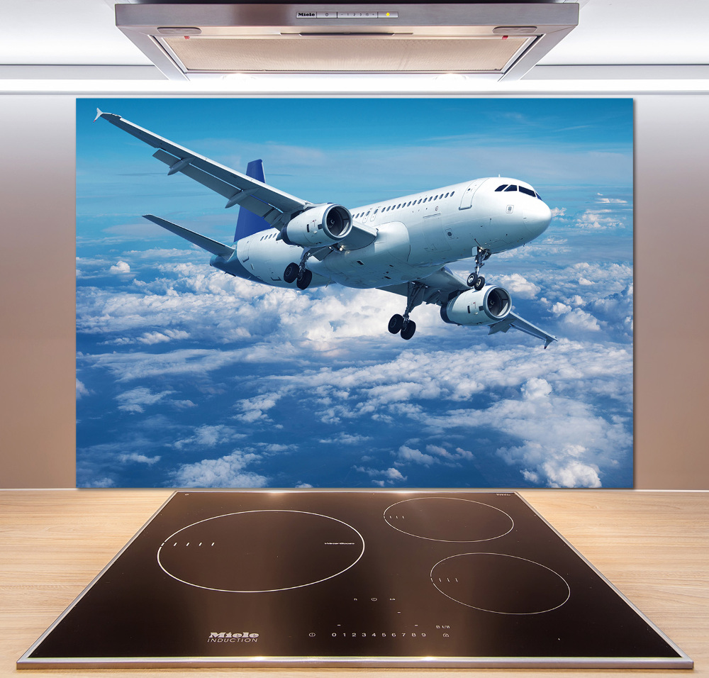 Kitchen splashback Aircraft in the clouds