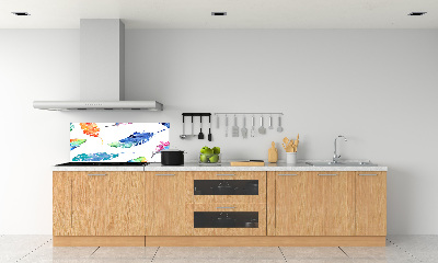 Kitchen splashback Colorful feathers