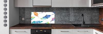 Kitchen splashback Colorful feathers