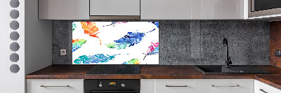 Kitchen splashback Colorful feathers