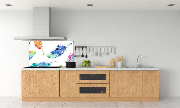 Kitchen splashback Colorful feathers