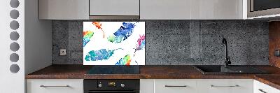 Kitchen splashback Colorful feathers