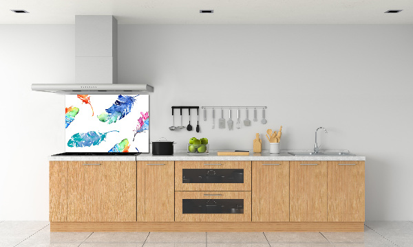 Kitchen splashback Colorful feathers