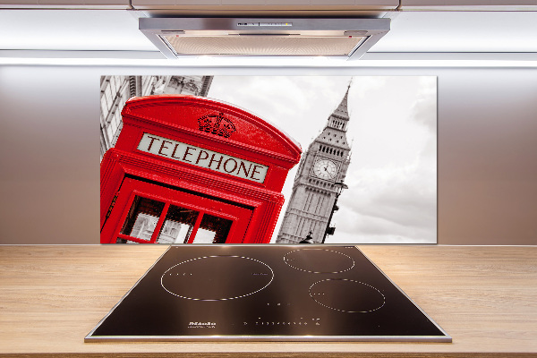 Glass splashback telephone booth