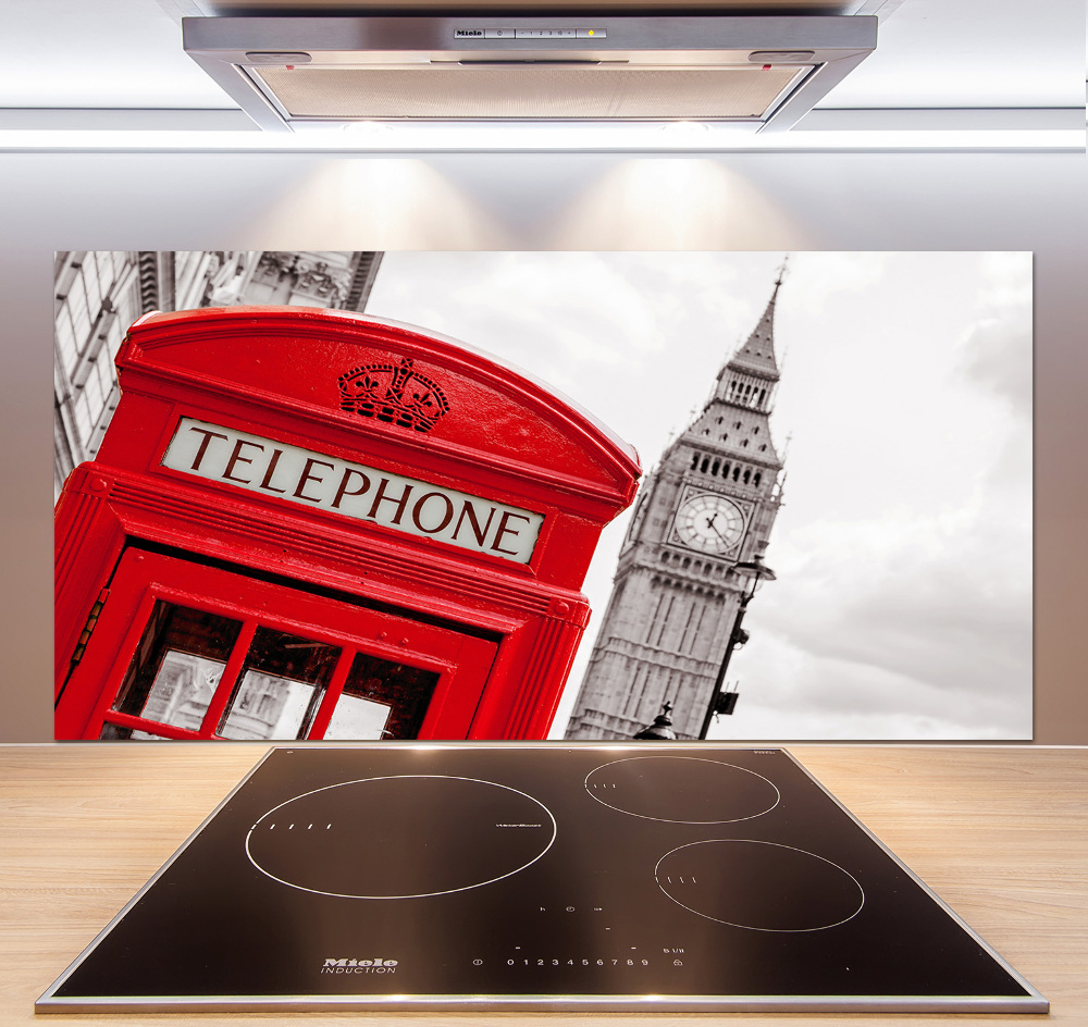 Glass splashback telephone booth