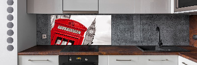 Glass splashback telephone booth