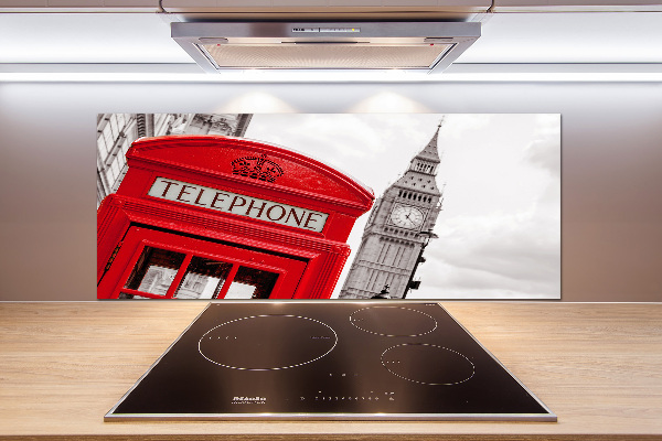 Glass splashback telephone booth