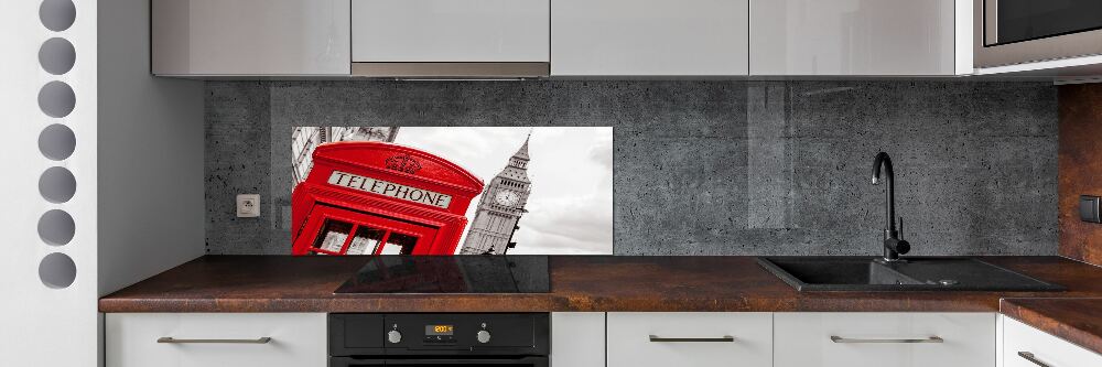 Glass splashback telephone booth