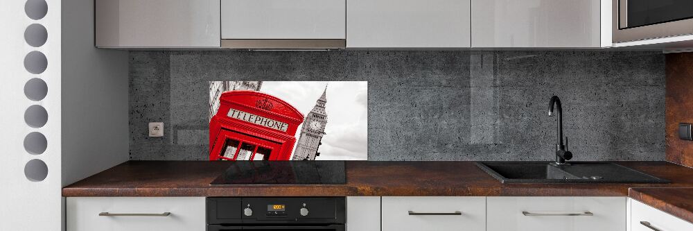 Glass splashback telephone booth