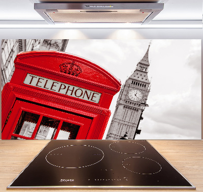 Glass splashback telephone booth