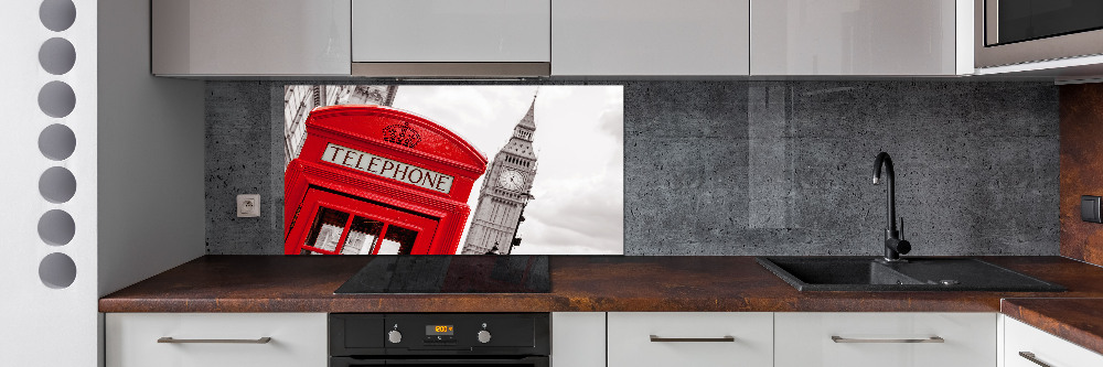 Glass splashback telephone booth