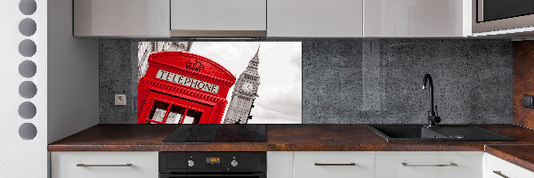 Glass splashback telephone booth