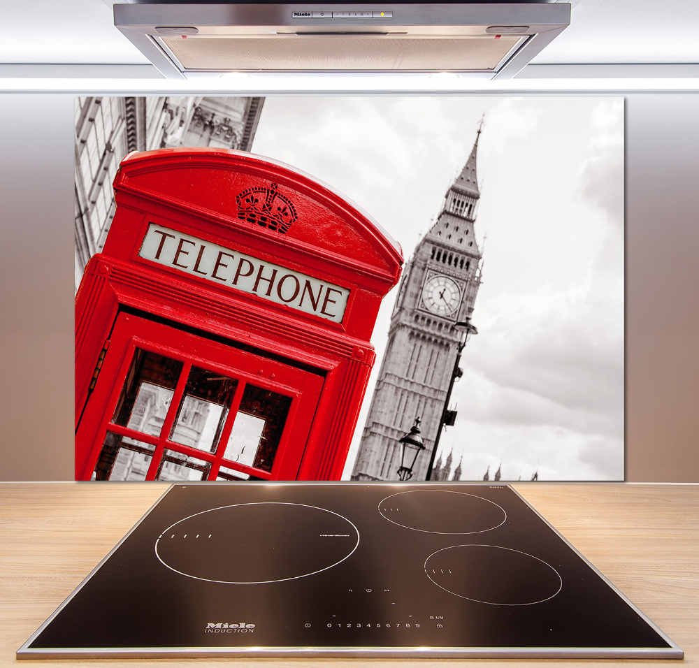 Glass splashback telephone booth