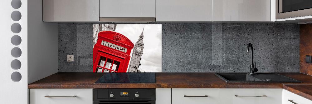 Glass splashback telephone booth