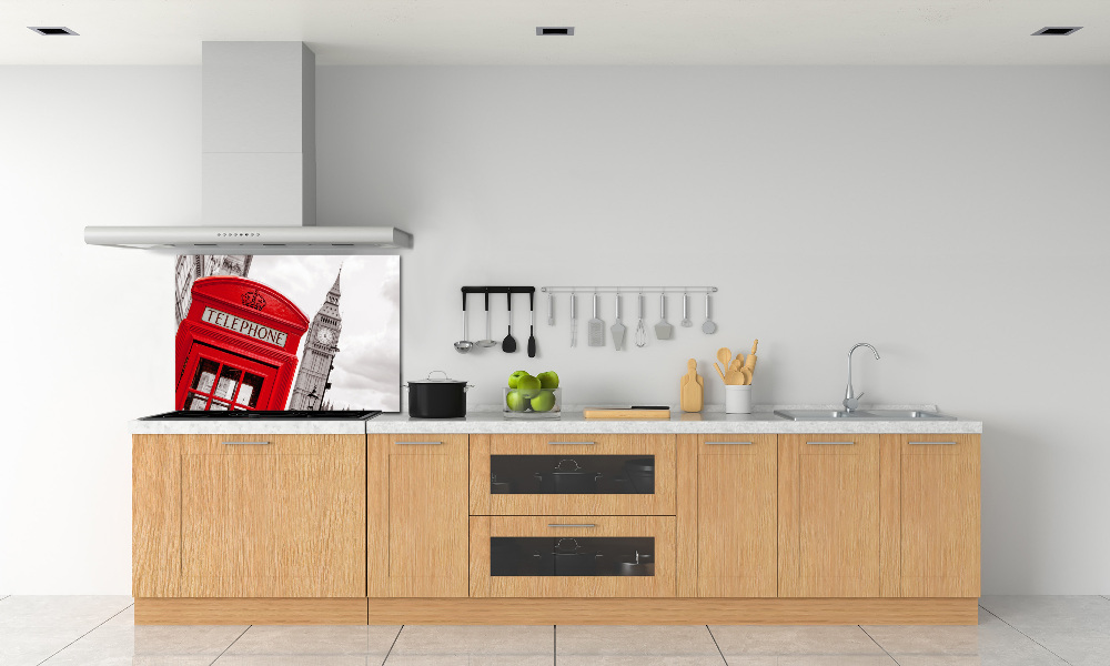 Glass splashback telephone booth