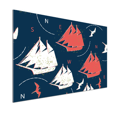 Cooker splashback Ships sea birds