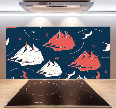 Cooker splashback Ships sea birds