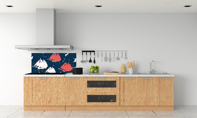 Cooker splashback Ships sea birds