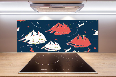 Cooker splashback Ships sea birds