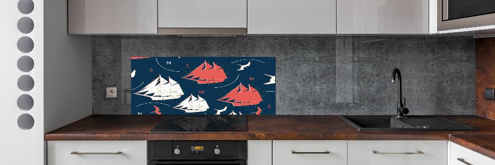 Cooker splashback Ships sea birds