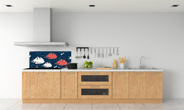 Cooker splashback Ships sea birds