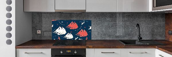 Cooker splashback Ships sea birds