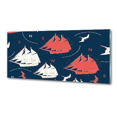 Cooker splashback Ships sea birds