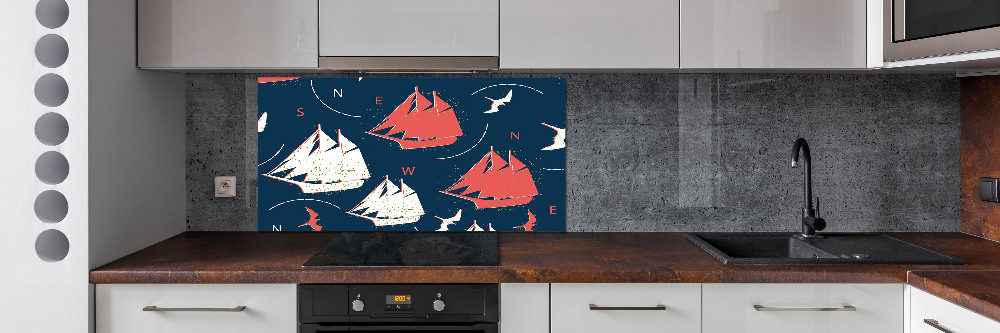 Cooker splashback Ships sea birds