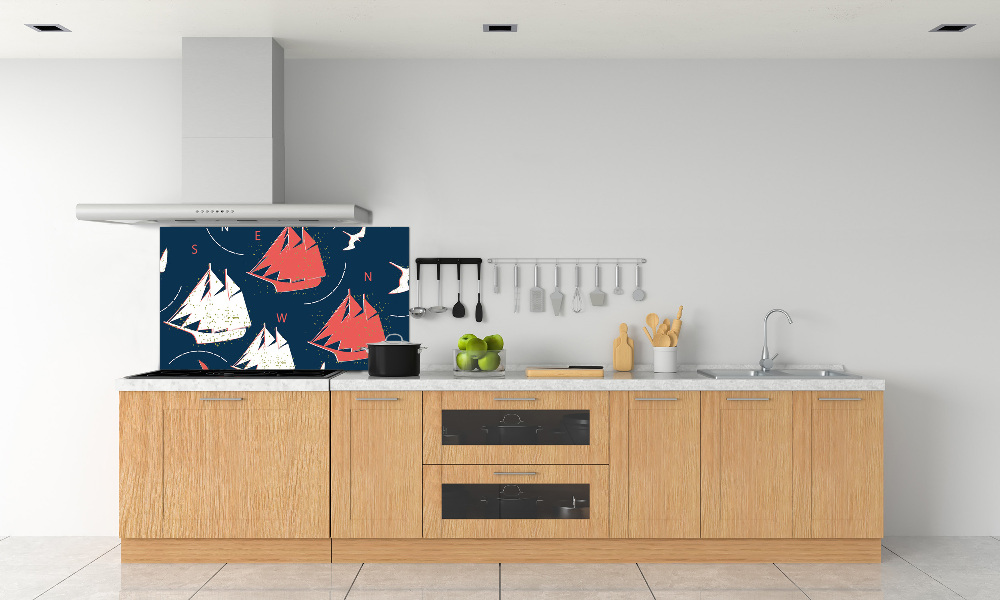 Cooker splashback Ships sea birds