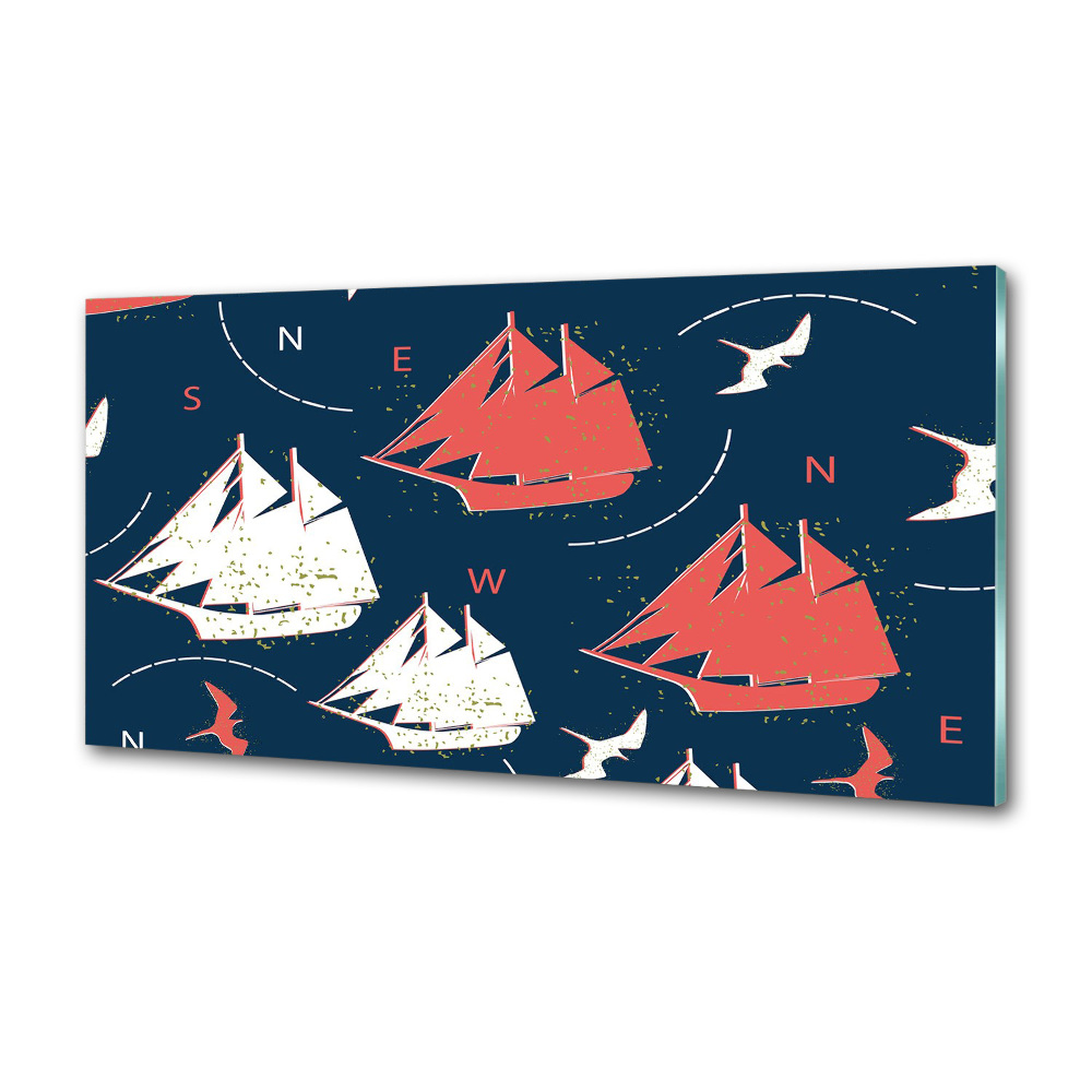 Cooker splashback Ships sea birds