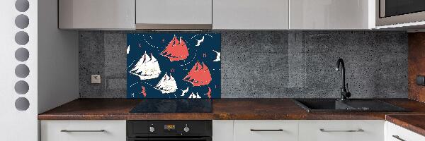 Cooker splashback Ships sea birds