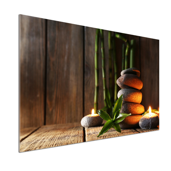 Glass splashback Zen bamboo stones