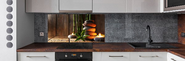 Glass splashback Zen bamboo stones