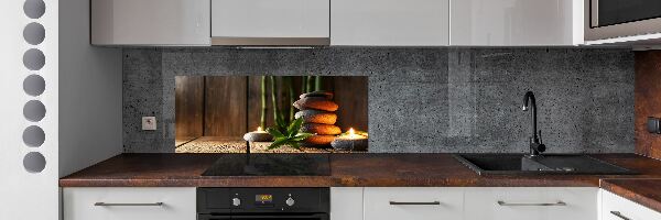 Glass splashback Zen bamboo stones