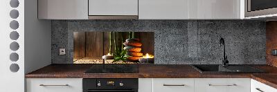 Glass splashback Zen bamboo stones