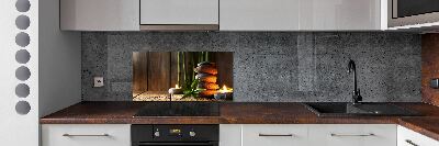 Glass splashback Zen bamboo stones