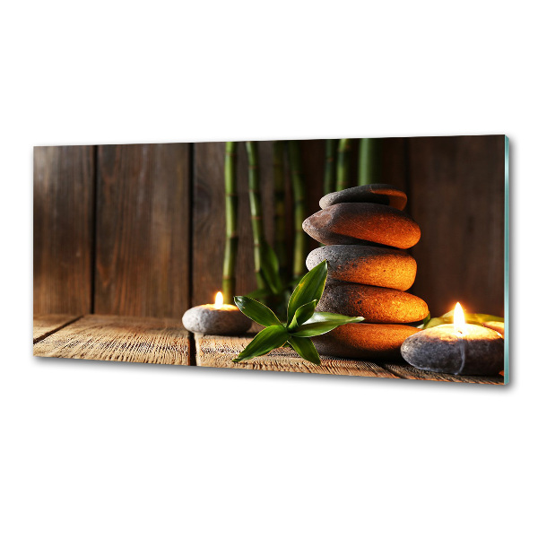 Glass splashback Zen bamboo stones