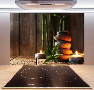 Glass splashback Zen bamboo stones