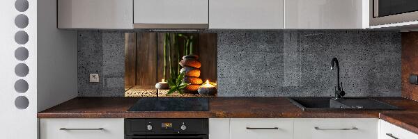 Glass splashback Zen bamboo stones