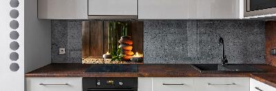 Glass splashback Zen bamboo stones