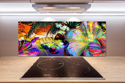 Kitchen splashback Flowers and butterfly