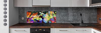 Kitchen splashback Flowers and butterfly