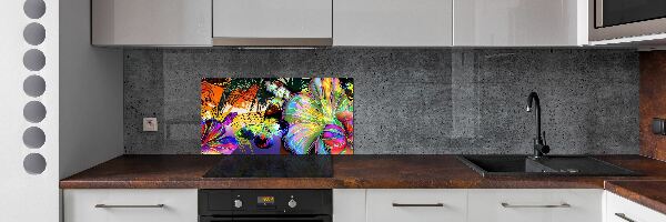 Kitchen splashback Flowers and butterfly